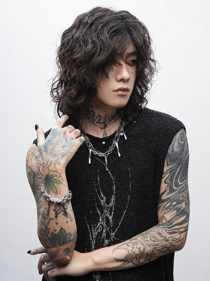 Cracked Pillar Spiked Rivet Bracelet【s0000018998】