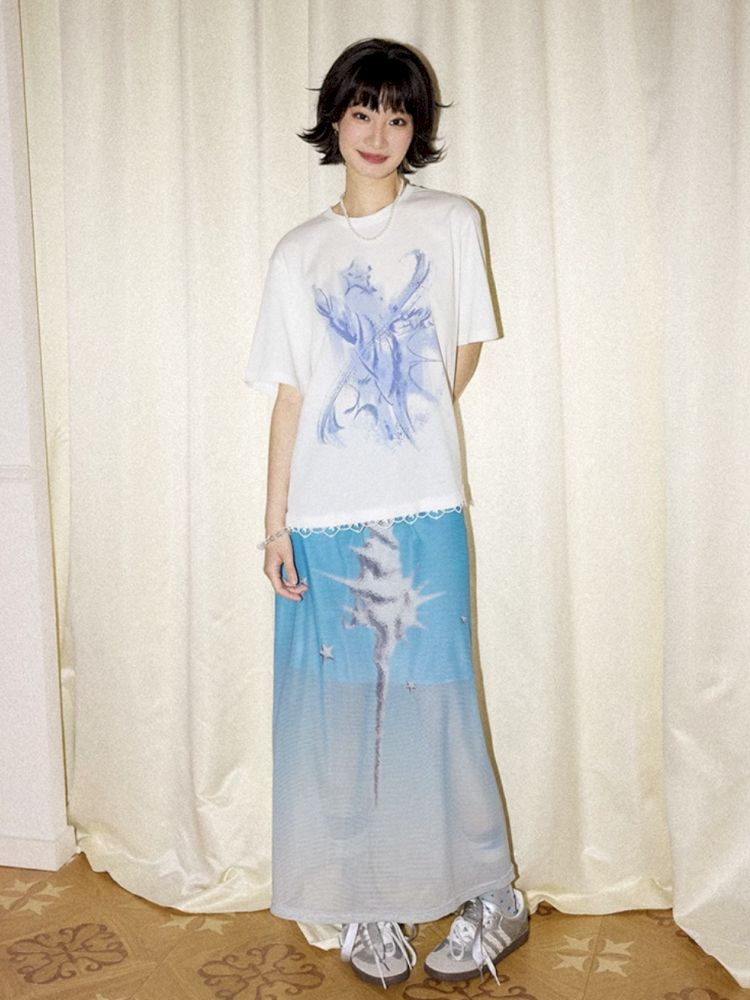 Gradient mesh half-skirt【s0000012300】