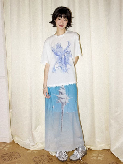 Gradient mesh half-skirt【s0000012300】