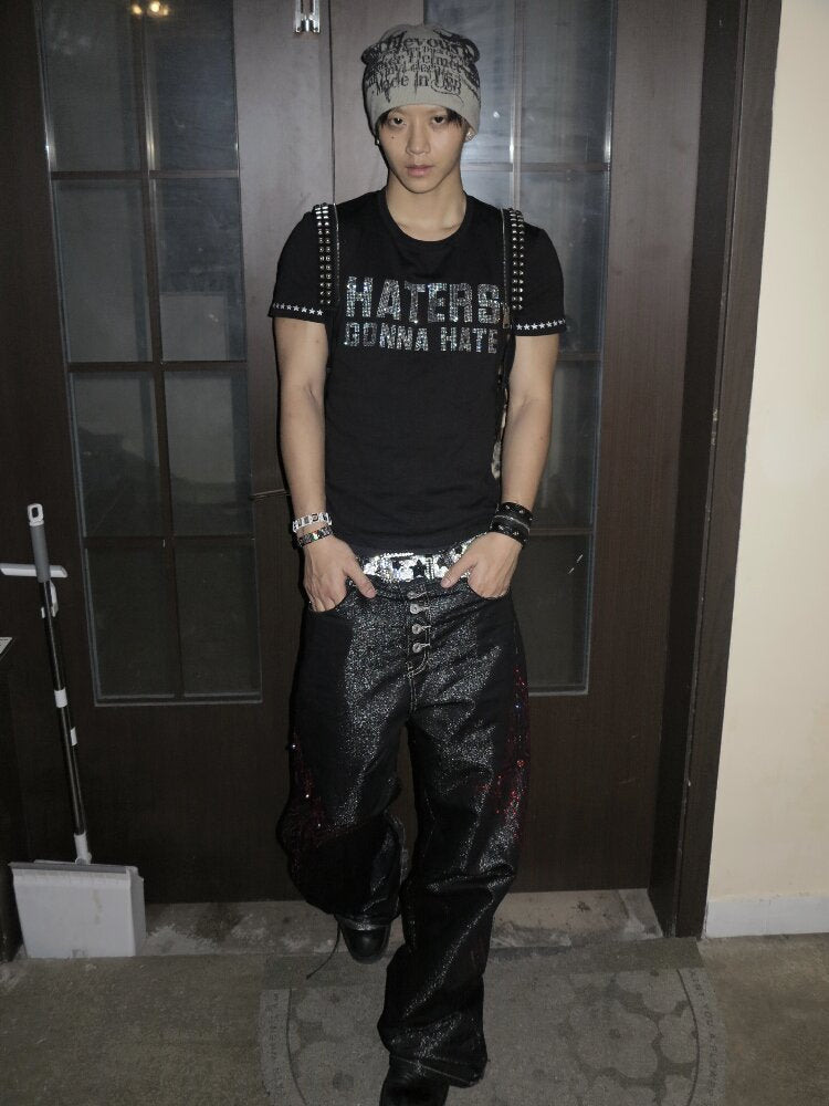 Rhinestone Star Printed Square Neck T-Shirt【s0000018247】