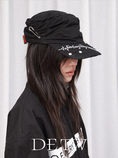 Vintage Pleated Metal Brooch Flat Hat【s0000019114】