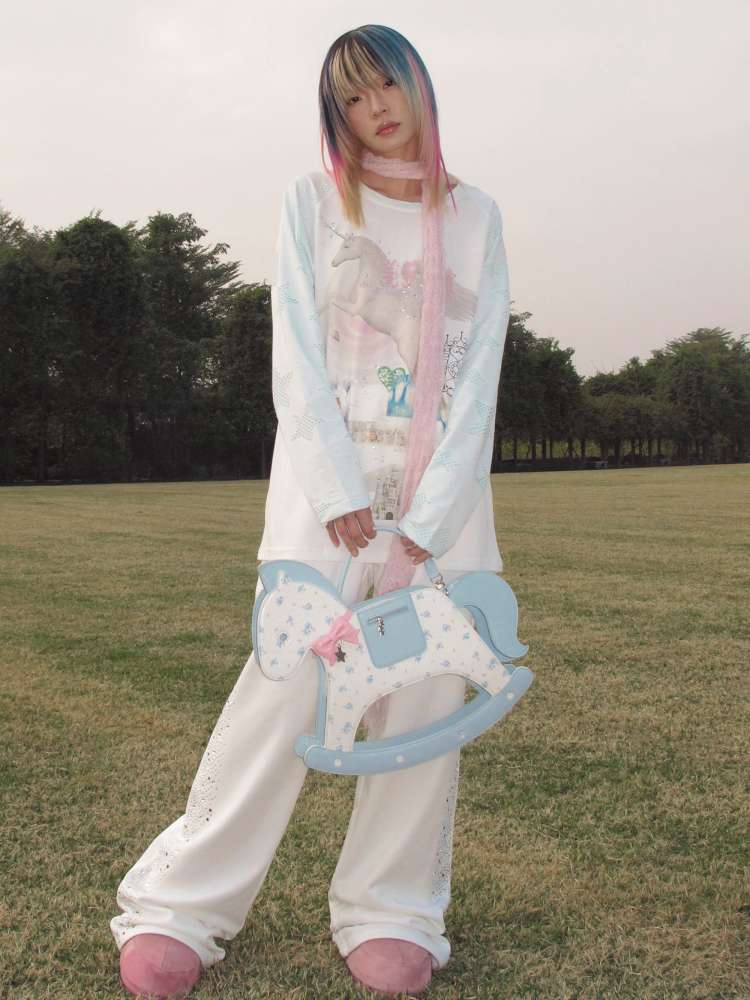 Horse Unicorn Raglan Sleeved Top【s0000015386】