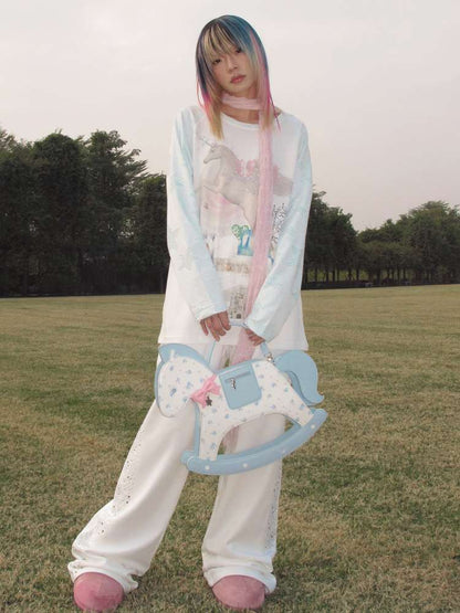 Horse Unicorn Raglan Sleeved Top【s0000015386】