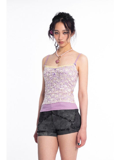 Tie-Dye Denim Studded Hot Pants【s0000018049】