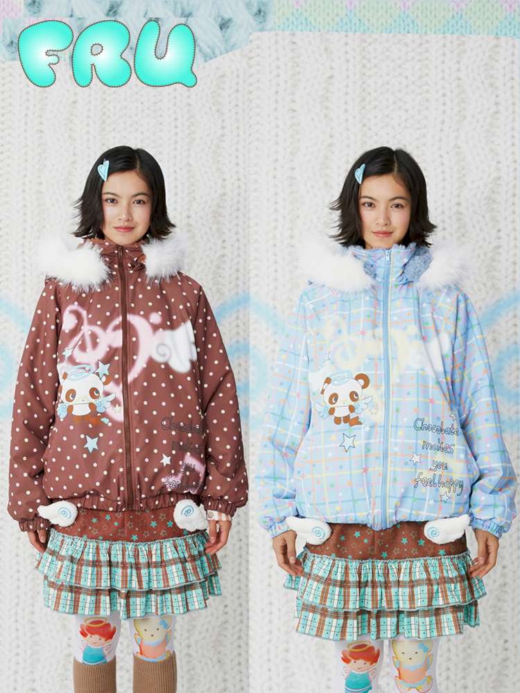 Print Blue Brown Hooded Cotton Suit【s0000014854】