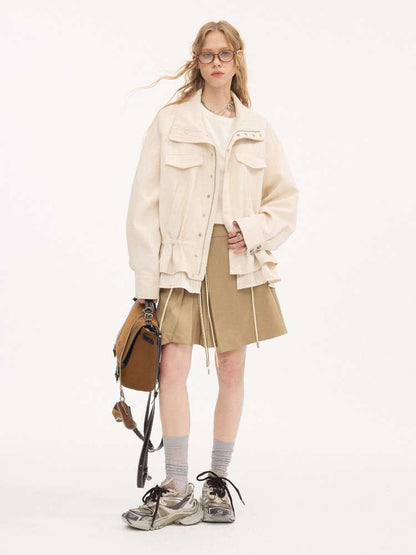 Stand-up Collar Drawstring Hem【s0000015415】