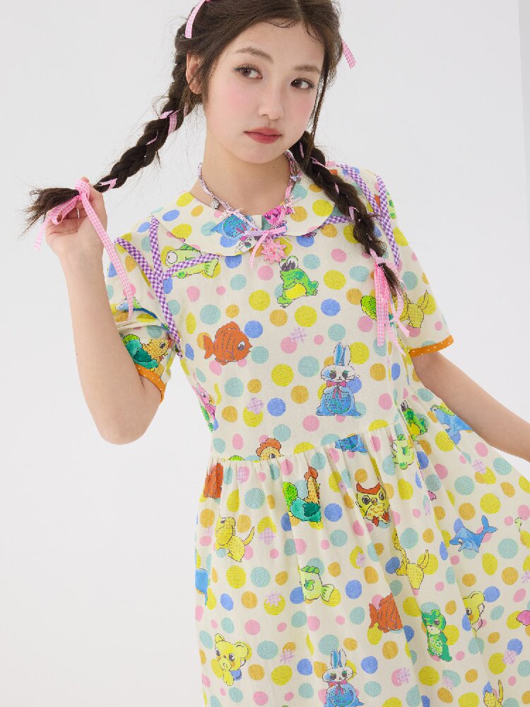 Polka Dot Animal Graffiti Dress【s0000016713】