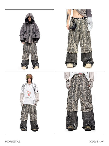 Splash Ink Washed Straight Leg Work Pants【s0000011692】