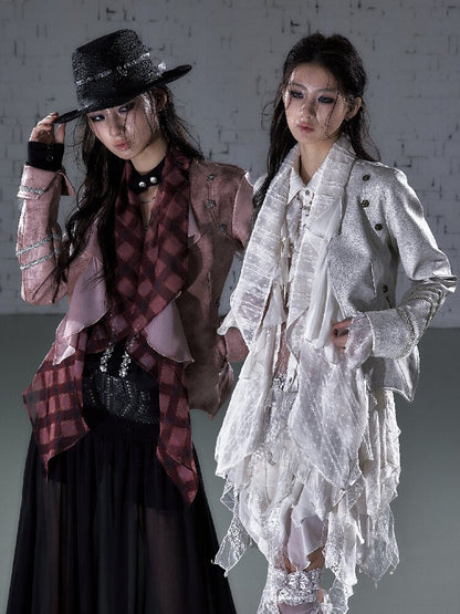 Streamer Snood Chiffon Leather Jacket【s0000015942】
