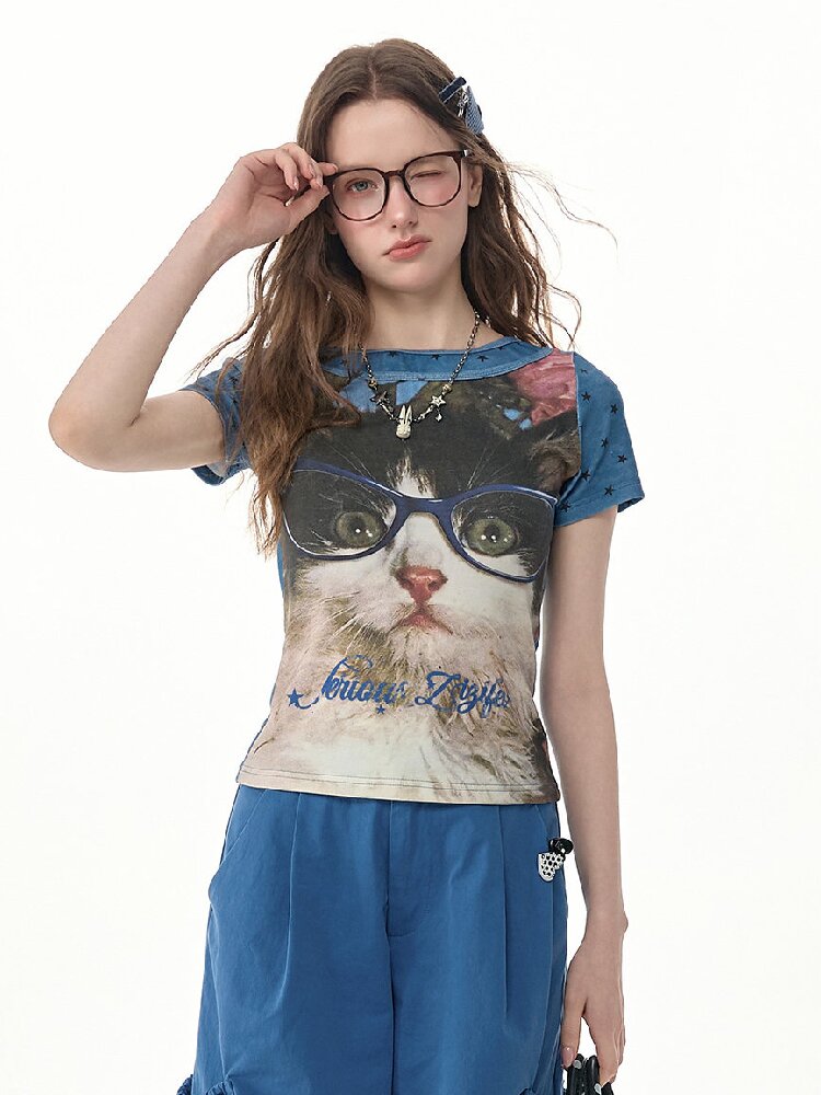Top Student Cat Childlike T Shirt【s0000017267】