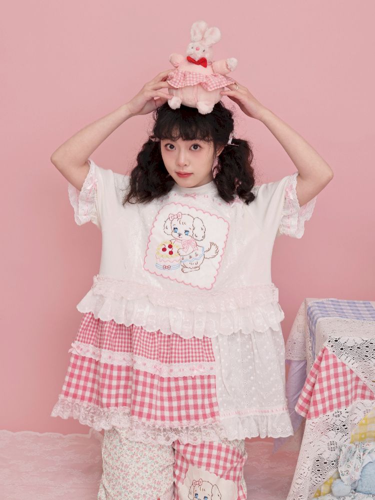 Embroidered Ribbon Lace T-Shirt【s0000012016】