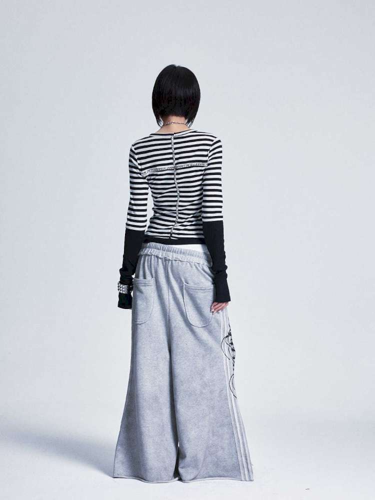 Striped Cross Rivet Stacked Top【s0000015011】