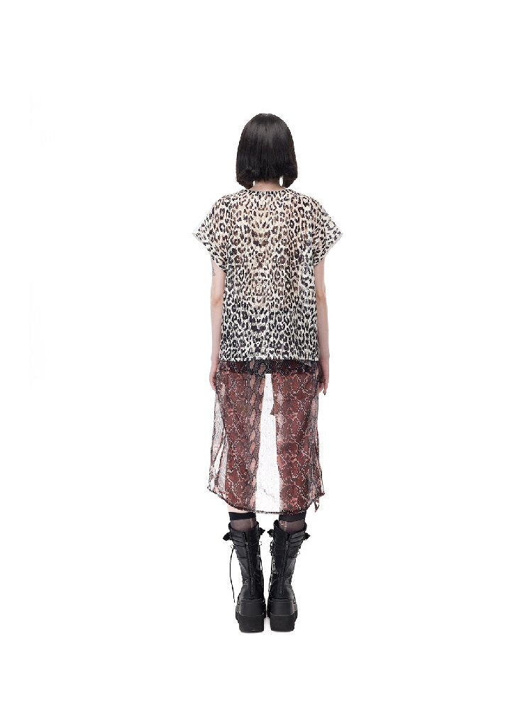 Shimmer Mesh Shirt Patchwork Skirt【s0000017719】