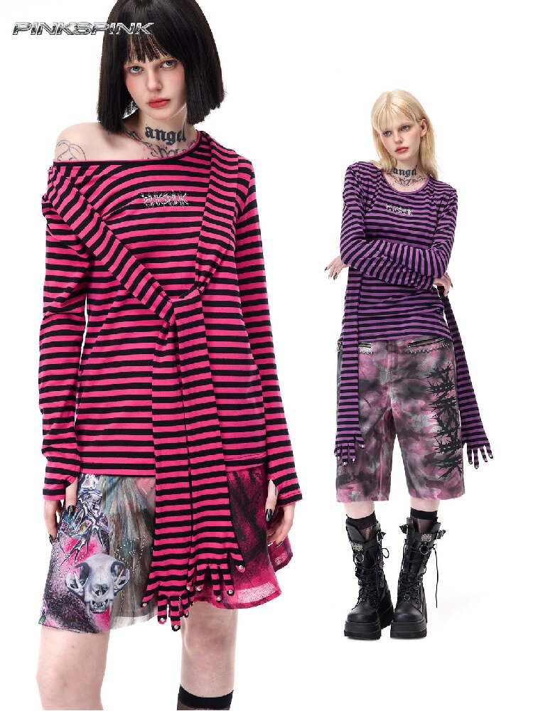 Studded Striped Sun Protection Top【s0000017720】