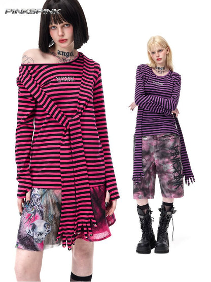 Studded Striped Sun Protection Top【s0000017720】