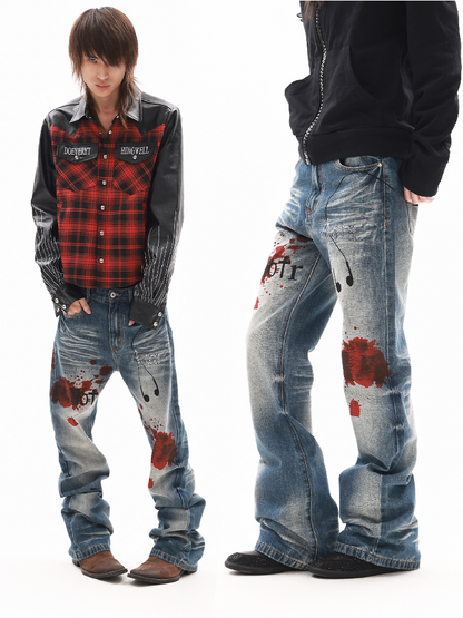 Lightning Pattern Rhinestone Jeans【s0000018314】