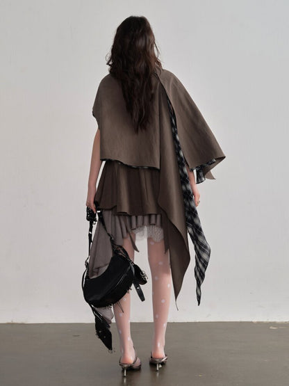 Earth Color Detachable Cape Sundress【s0000015692】