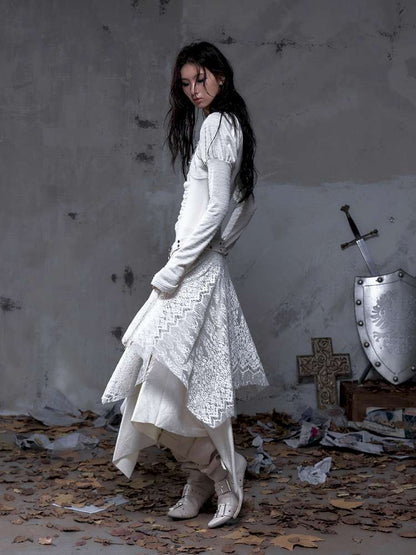 Lace Slimming Patchwork Knit Dress【s0000014467】