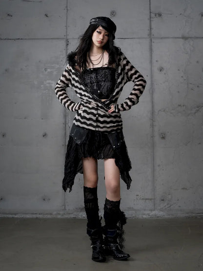 Two-Piece Set Striped Knit Top【s0000013953】