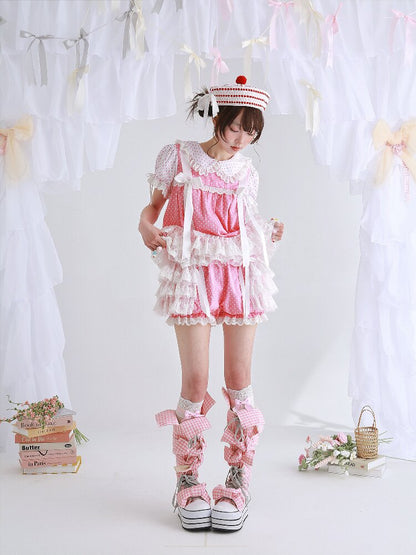 Pink Polka Dot Lolita Pants Skirt【s0000016552】