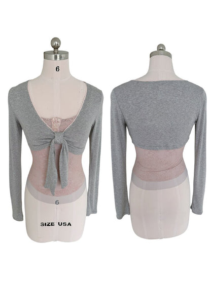 Gray Pink Patchwork Bow Strap Set【s0000019257】