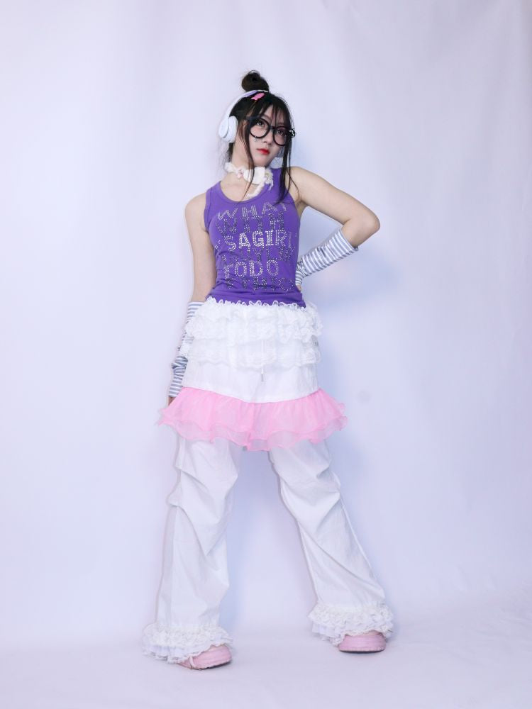 Purple Rhinestone Letter Vest【s0000013279】