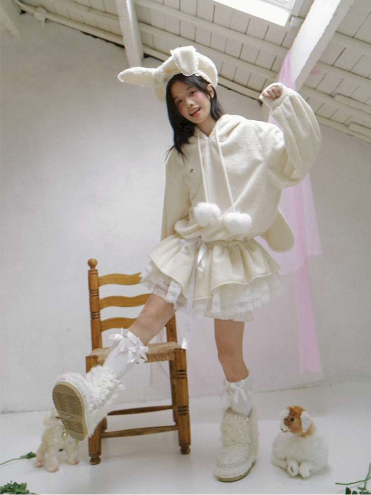 Plush Angel Ears Low Waist Dress【s0000014941】