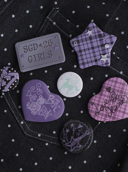Black Purple Badge Set Brooch【s0000016643】