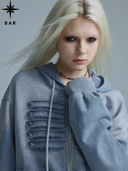 Destroyed Blue Napoleon Sweatshirt【s0000018553】