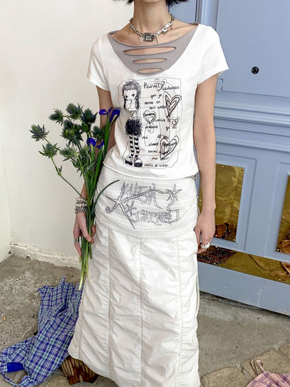 Mesh splicing pumped pleated bustle skirt【s0000012287】