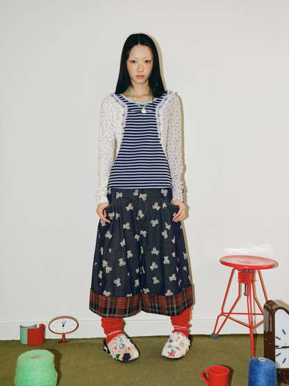 Floral Patchwork Edge Thickened Top【s0000018688】