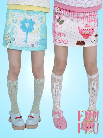 Printed Rose A Line Mini Skirt【s0000017457】