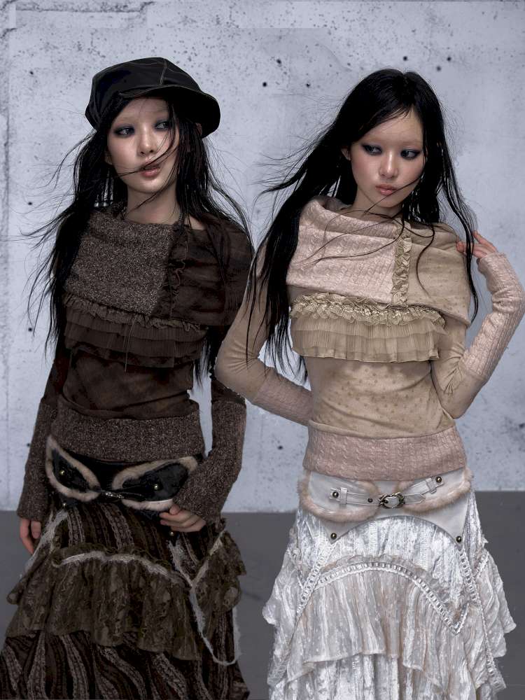 Vintage Punk Scarf Wool Knit Layer【s0000014923】