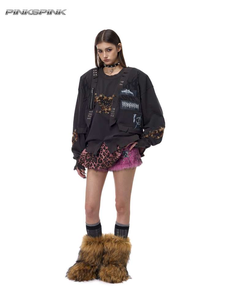 Double Embroidered Leopard Sweatshirt【s0000015121】