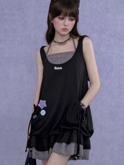 Doodle Print Cat Ear Two Piece Dress【s0000017288】