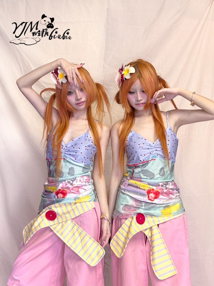 Pleated Polka Dot Irregular Suspenders【s0000012479】