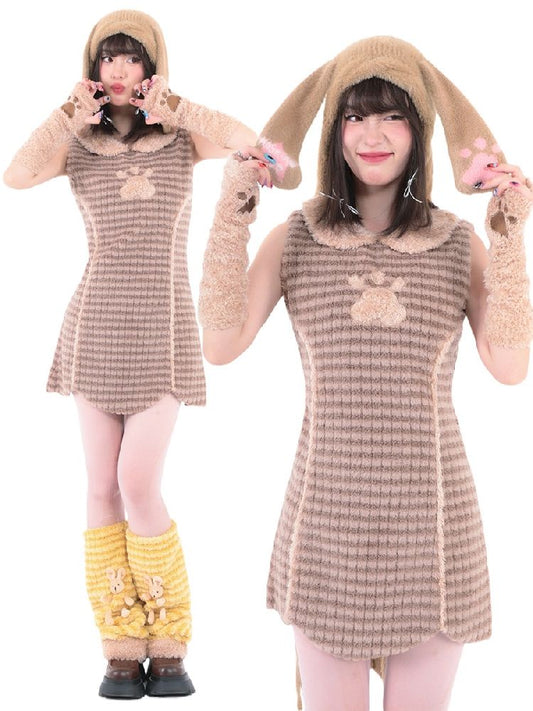 Striped Sleeveless Petal Dress Sleeves【s0000005736】