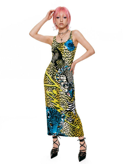Vintage Leopard Print Fitted Dress【s0000017405】