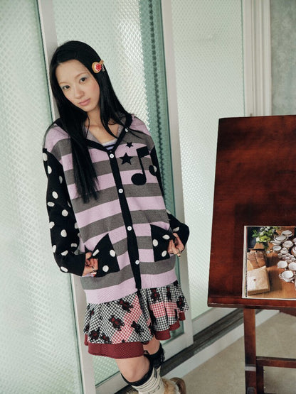 Purple Jacquard Hooded Sweater Top【s0000018708】