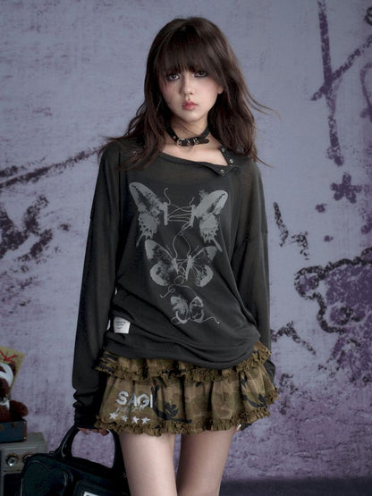 Elastic Waist Camouflage Cake Skirt【s0000013366】