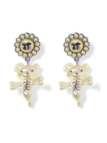 Two Color Resin Bear Ghost Earrings【s0000016190】