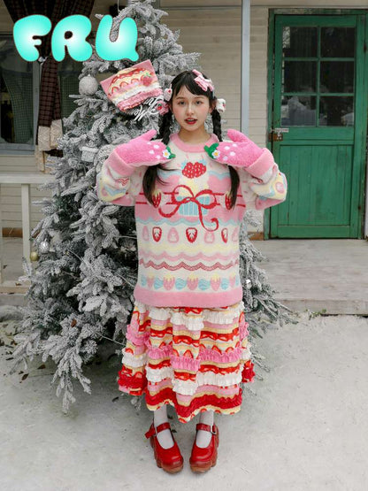 Pink Mink Hair Strawberry Sweater【s0000015103】