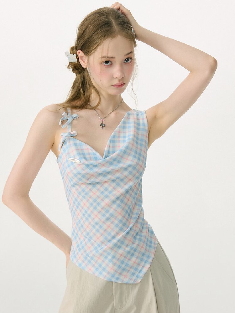 Summer Plaid Bow Vest Camisole【s0000017152】