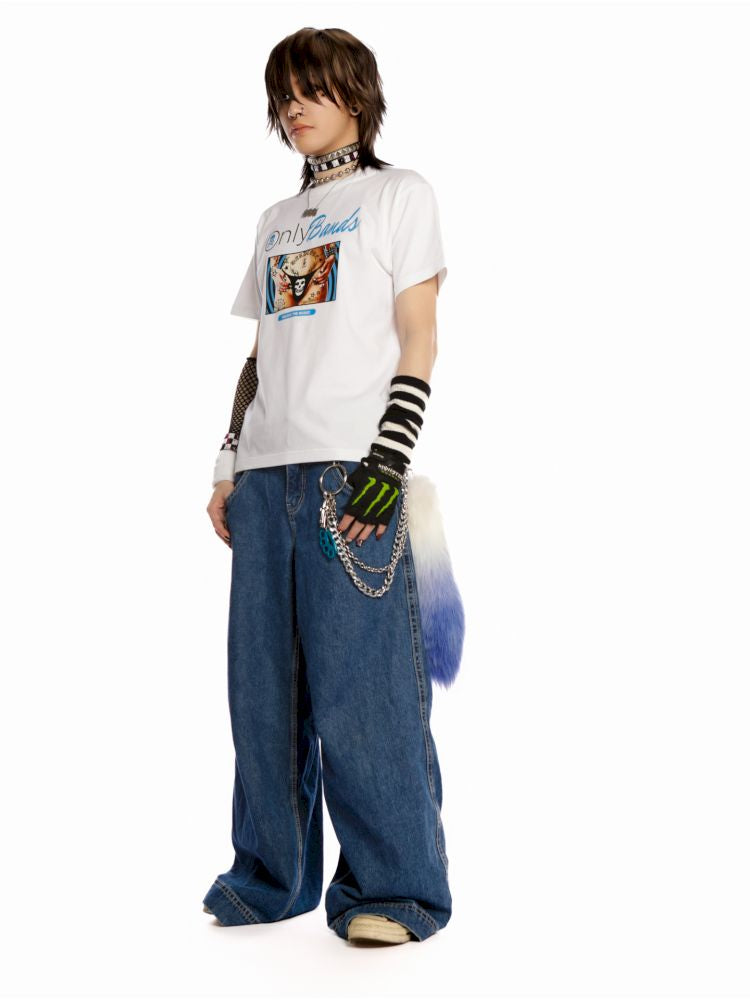 Y2K Street Unisex Peplum Shoulder T-Shirt【s0000013604】