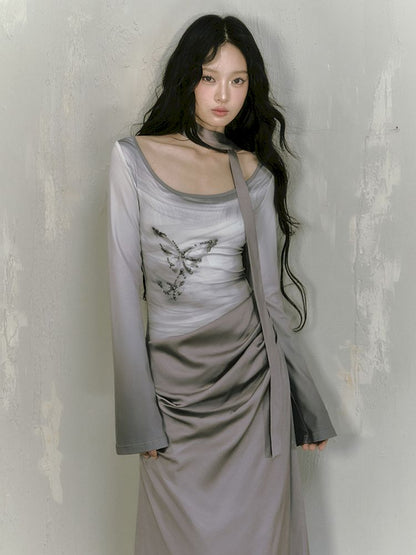 Gray Long Sleeve Dress [S0000010019]