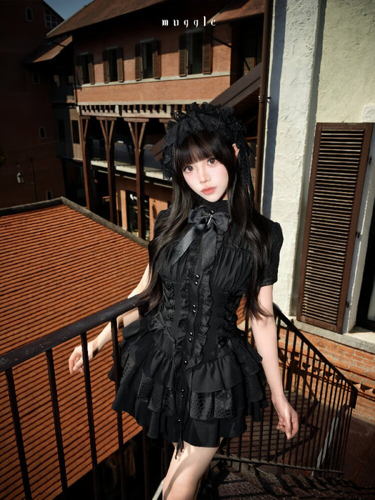 Gothic Vintage Waist Lace Dress【s0000016941】