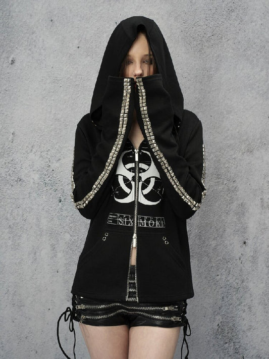 Radiation Print Riveted Hooded Sweatshirt【s0000019101】