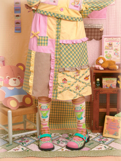 Jacket & Patchwork Half Skirt Set【s0000013703】