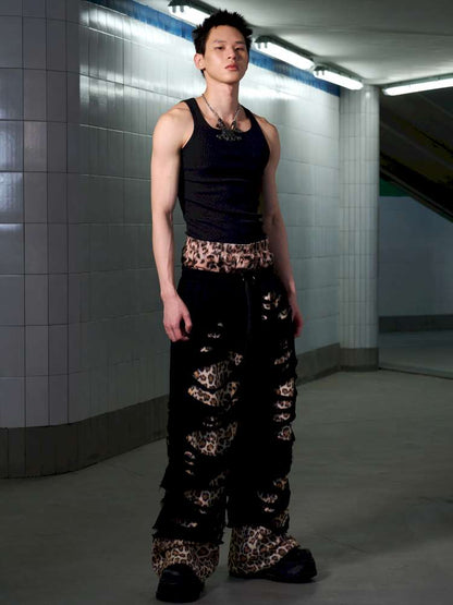 Leopard Print Ripped Double Jumper【s0000014647】