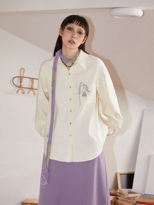 Floral Embroider Long Sleeve Blouse [S0000010102]